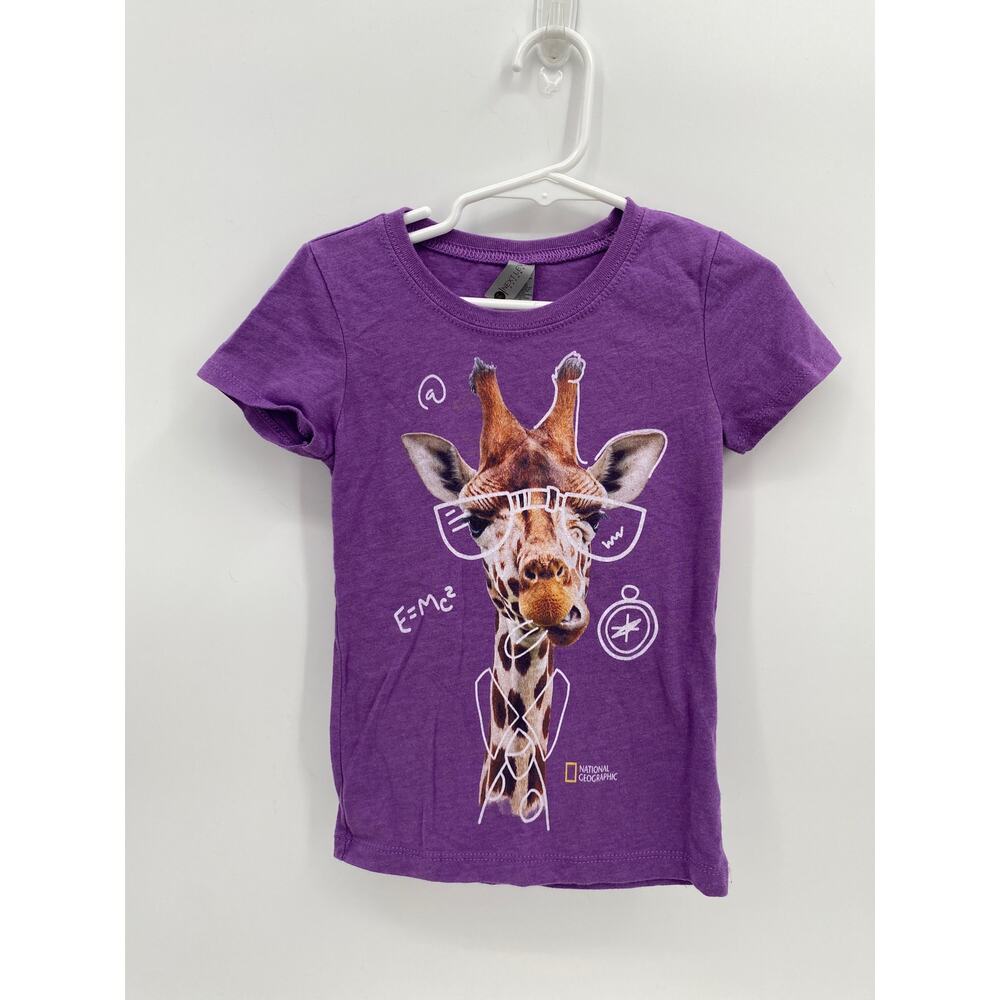 National Geographic Giraffe Purple Short Sleeve T-shirt XS 3/4